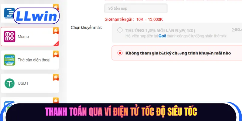 Thanh toán qua ví điện tử tốc độ siêu tốc